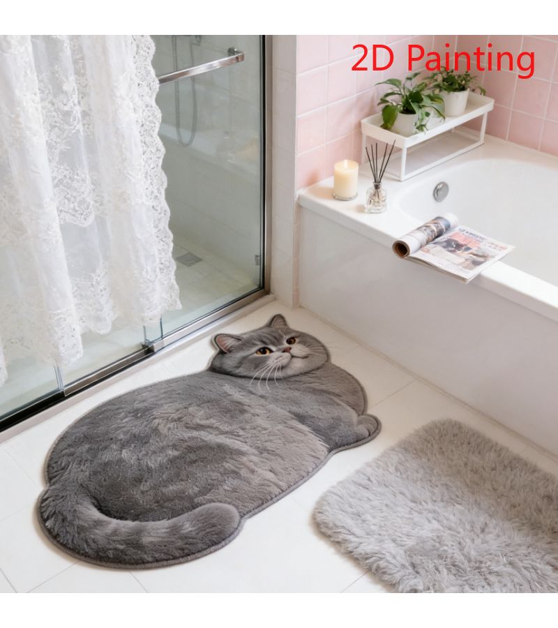 Irregular Shaped Faux Imitation Cashmere Pet Cat Rug In P 626 F Color 19 69 31 5 Inch Size Machine Washable Anti Slip Mat For Bedroom Living Room Entryway Decor - Image 2