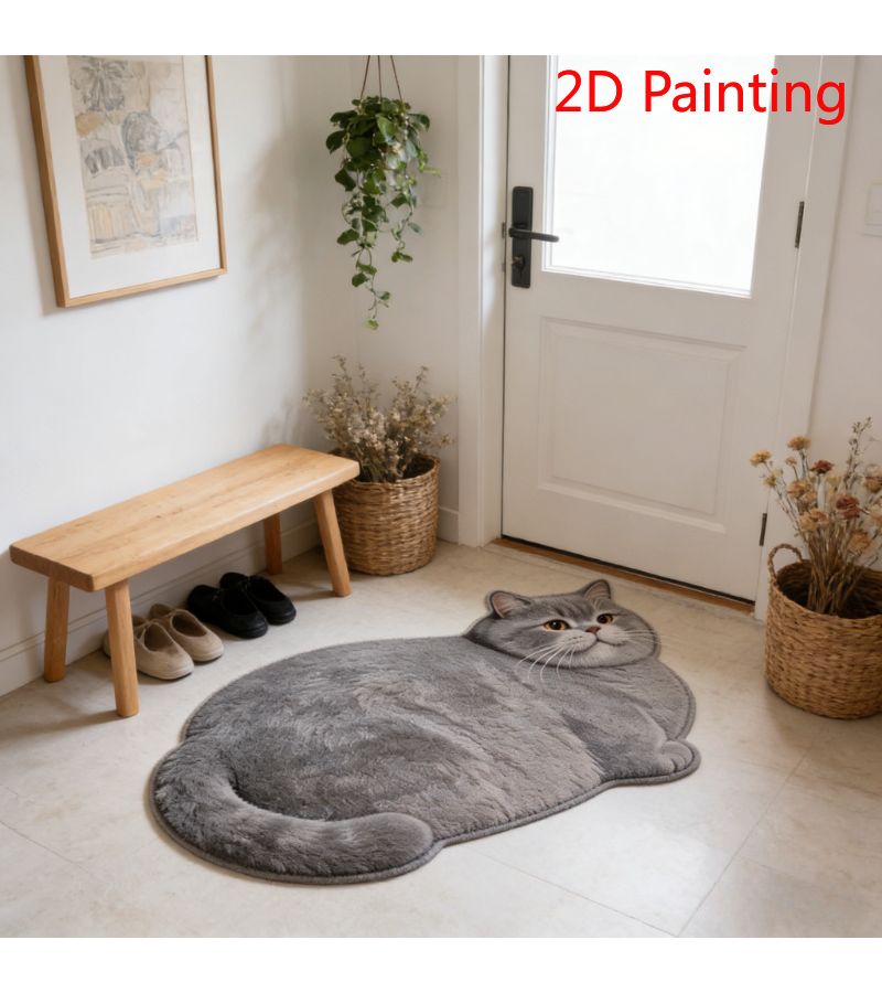 Irregular Shaped Faux Imitation Cashmere Pet Cat Rug In P 626 F Color 19 69 31 5 Inch Size Machine Washable Anti Slip Mat For Bedroom Living Room Entryway Decor - Image 1