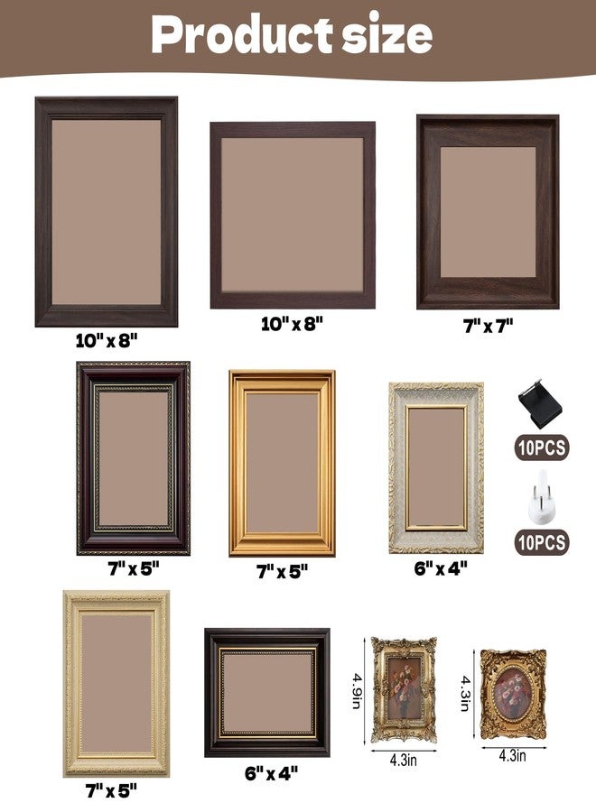 Foxtell 10 Pack Vintage Picture Frames for Wall or Tabletop Display Ornate Vintage Picture Frames Vintage Wall Art for Gallery Bedroom Living Room Antique Photo Frame for Wall Décor - Image 2