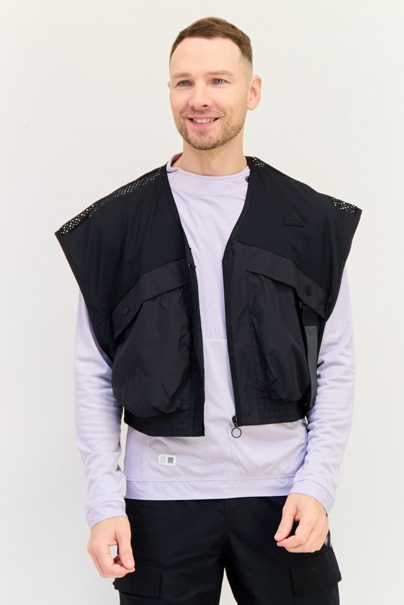 Adidas Men Sportswear Fit Sleeveless Outdoor Jacket Vest, Black  - Image 1
