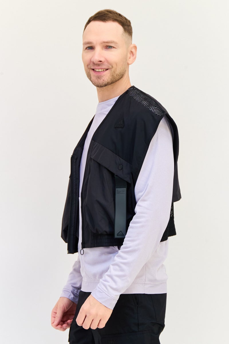 Adidas Men Sportswear Fit Sleeveless Outdoor Jacket Vest, Black  - Image 3