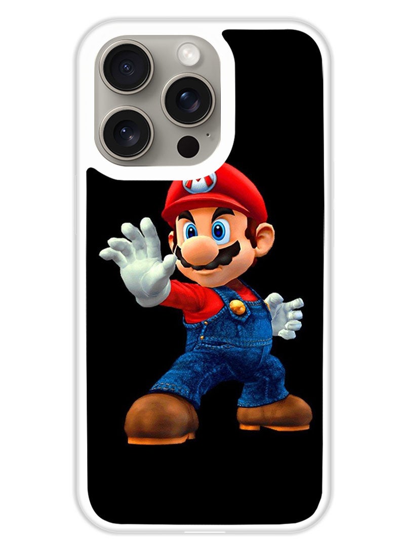 Theodor Protective Case Cover For APPLE IPHONE 15 Pro Max Super Mario (White Bumper) - Image 1