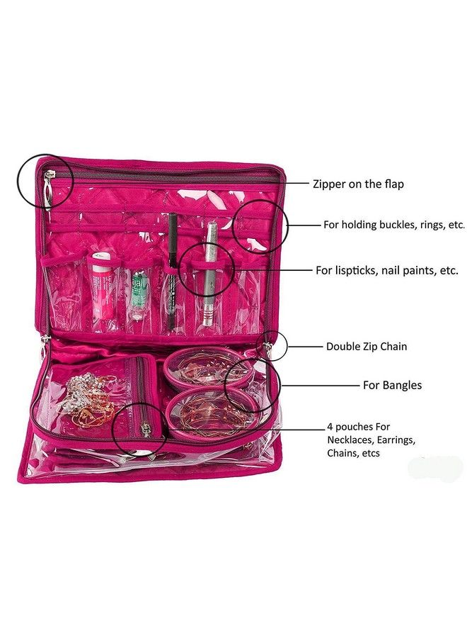 Luces Satin Makeup Pouches Vanity Jewellery Traveling Organizer Storage Box Cosmetic Bag It Along Anywhere Easily For Women Pink - Image 4