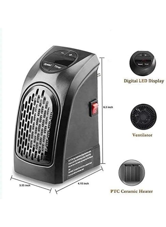 مدفأة كهربائية صغيرة محمولة 400 واط - مدفأة كهربائية تعمل بمقبس الحائط مع شاشة LED، تحكم في درجة الحرارة، تصميم عصري للمنزل والمكتب - Image 5