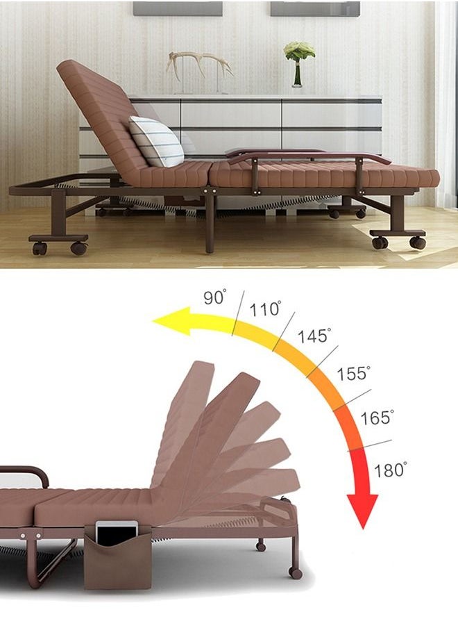 CityRiya-Long - Folding Bed Portable Bed Foldable Bed for Camping Rollaway Guest Bed with Mattress for Adults Adjustable Reclining Chairs Fold Up Bed with Memory Foam Mattress - Image 1