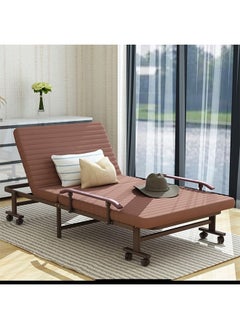 CityRiya-Long Folding Bed Portable Bed Foldable Bed for Camping Rollaway Guest Bed with Mattress for Adults Adjustable Reclining Chairs Fold Up Bed with Memory Foam Mattress  - Image 4
