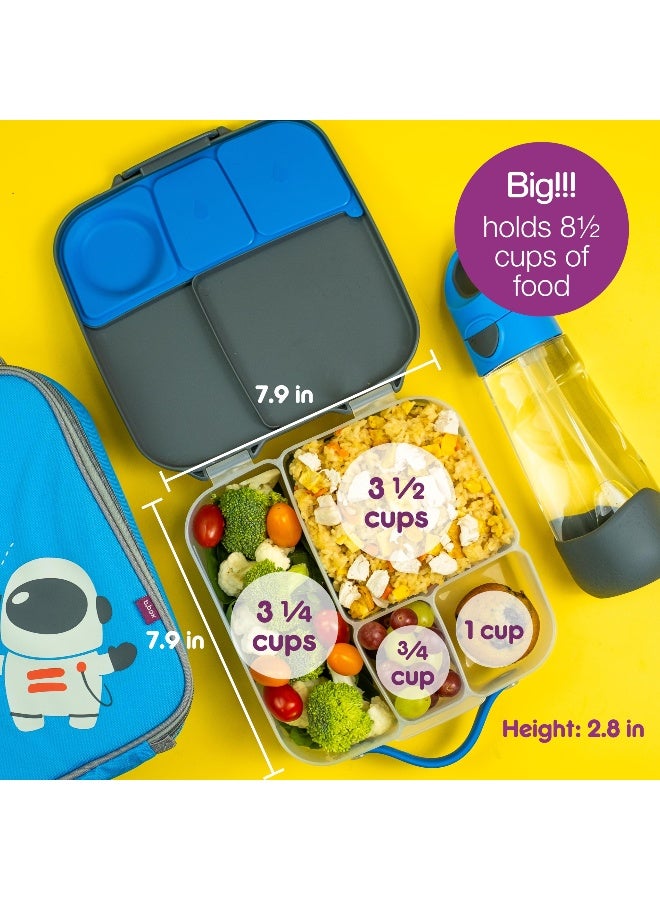 b.box Kids Lunch Box - 4 compartments (2 Leak-proof) Bento Box with Cold Pack & Removable Divider Reusable Snack Containers with Lids, Snack Box for Toddlers & Older Kids 8 1/2 cups (Blue Slate) - Image 3