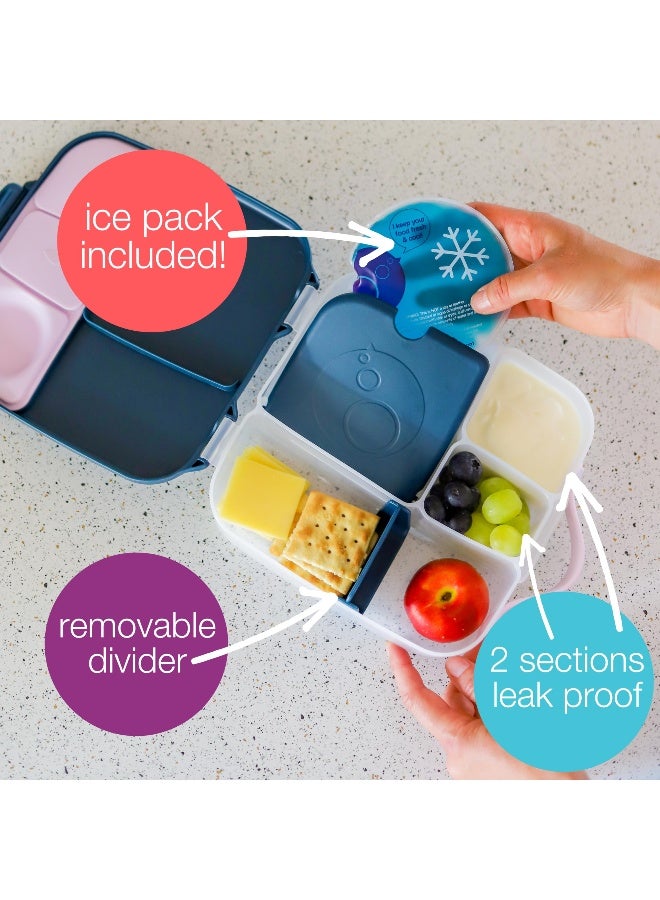 b.box Kids Lunch Box - 4 compartments (2 Leak-proof) Bento Box with Cold Pack & Removable Divider Reusable Snack Containers with Lids, Snack Box for Toddlers & Older Kids 8 1/2 cups (Blue Slate) - Image 5