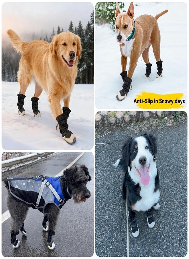 Billionchains Dog Boots for Small to Large Breed, Waterproof Paw Protectors Anti-Slip Dog Winter Shoes with Adjustable Straps, Size 7 - Image 2