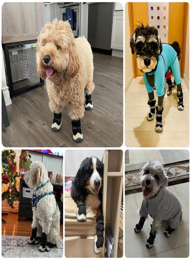 Billionchains Dog Boots for Small to Large Breed, Waterproof Paw Protectors Anti-Slip Dog Winter Shoes with Adjustable Straps, Size 7 - Image 3