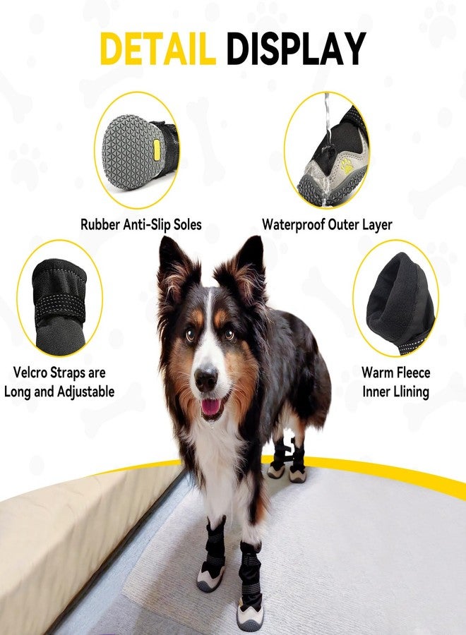 Billionchains Dog Boots for Small to Large Breed, Waterproof Paw Protectors Anti-Slip Dog Winter Shoes with Adjustable Straps, Size 7 - Image 5