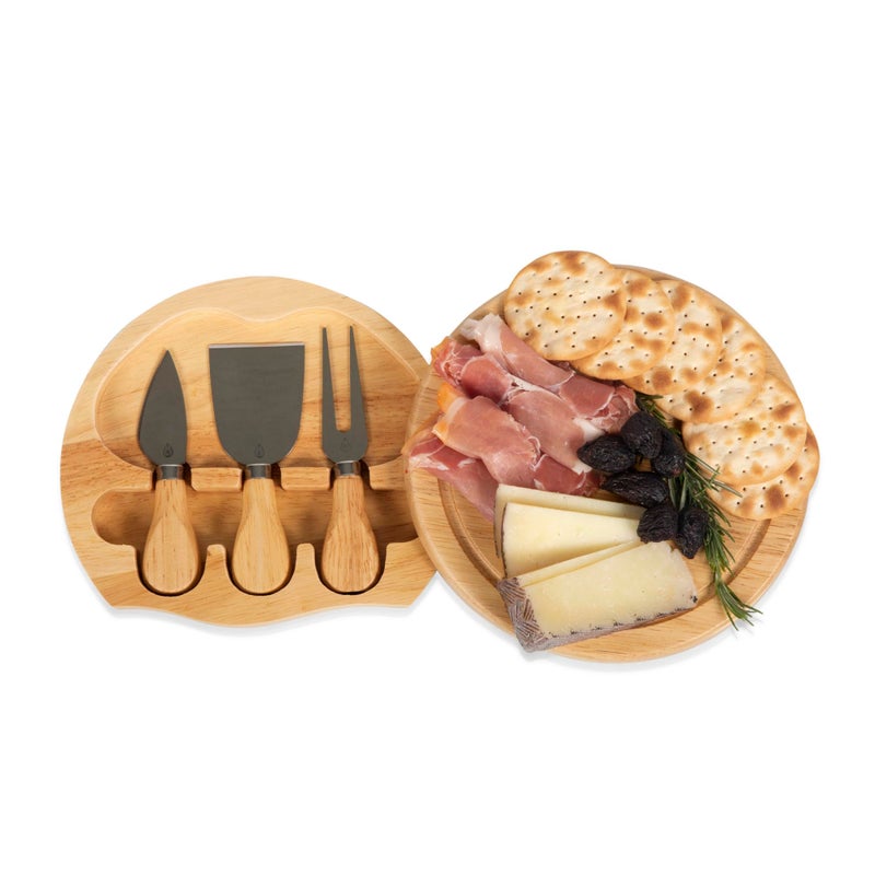 TOSCANA a Picnic Time brand Brie Cheese Board and Knife Set Charcuterie Board Set Wood Cutting Board Parawood
