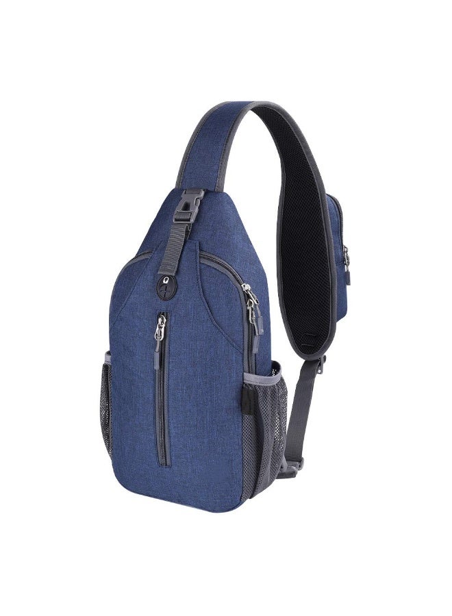 Crossbody Sling Backpack Sling Bag Travel Hiking Chest Bag Daypack for Men Women Navy Blue - Image 1