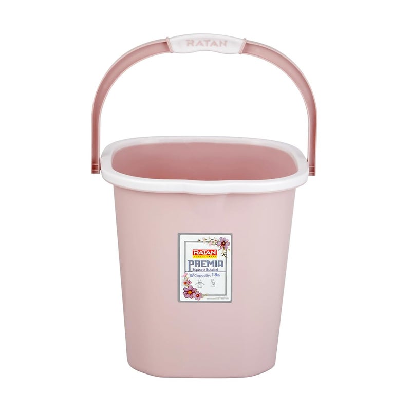 RATAN PLASTICWARE دلو راتان بلاستيك بريميا 18 لتر × 2 كوب 15 لتر × 2 لون دياسو الوردي خفيف الوزن وسهل الحمل مثالي للاستخدام في الحمامات والمطابخ والمناطق الرطبة - Image 4