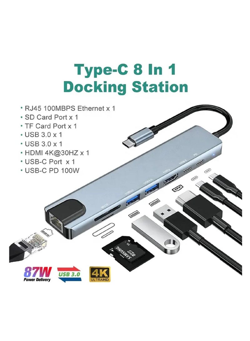 محول USB-C متعدد المنافذ يحتوي على 8 منافذ يدعم تقنية 4K - Image 5
