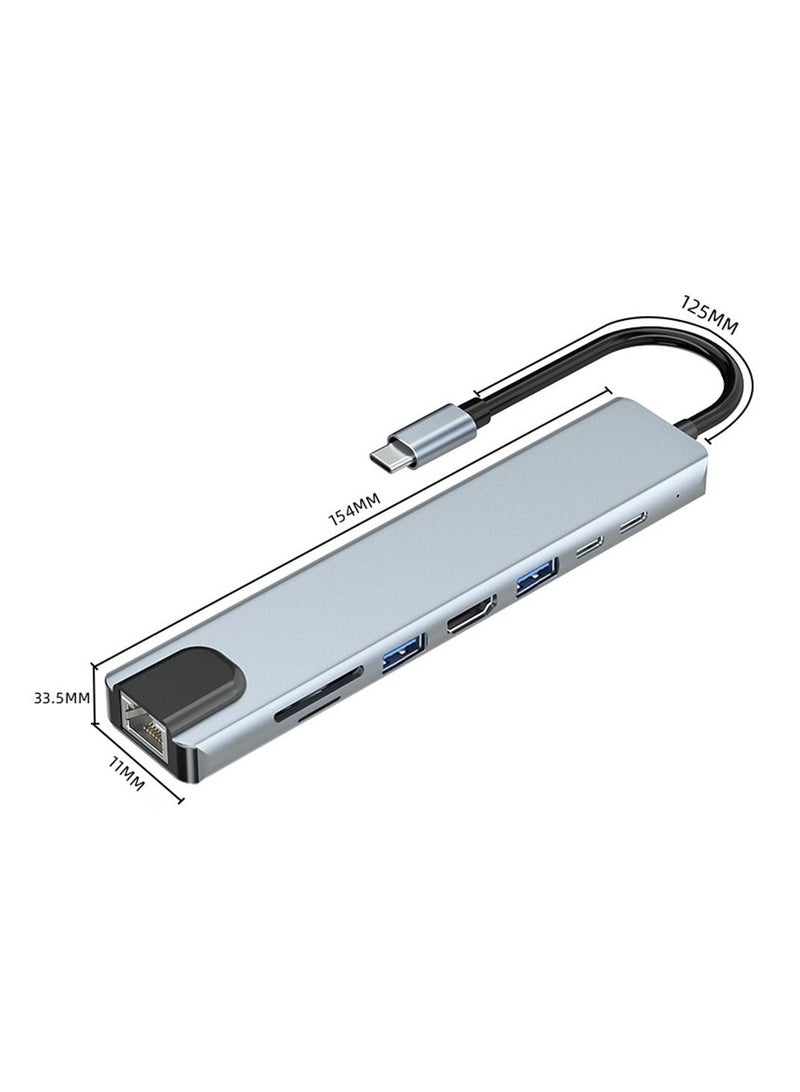 محول USB-C متعدد المنافذ يحتوي على 8 منافذ يدعم تقنية 4K - Image 3