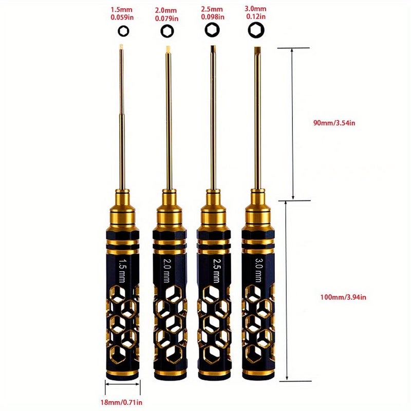 4 Pcs Hex Screwdrivers 1.5 to 3mm for Racing Drones Helicopters Cars Boats RC Parts - Image 3