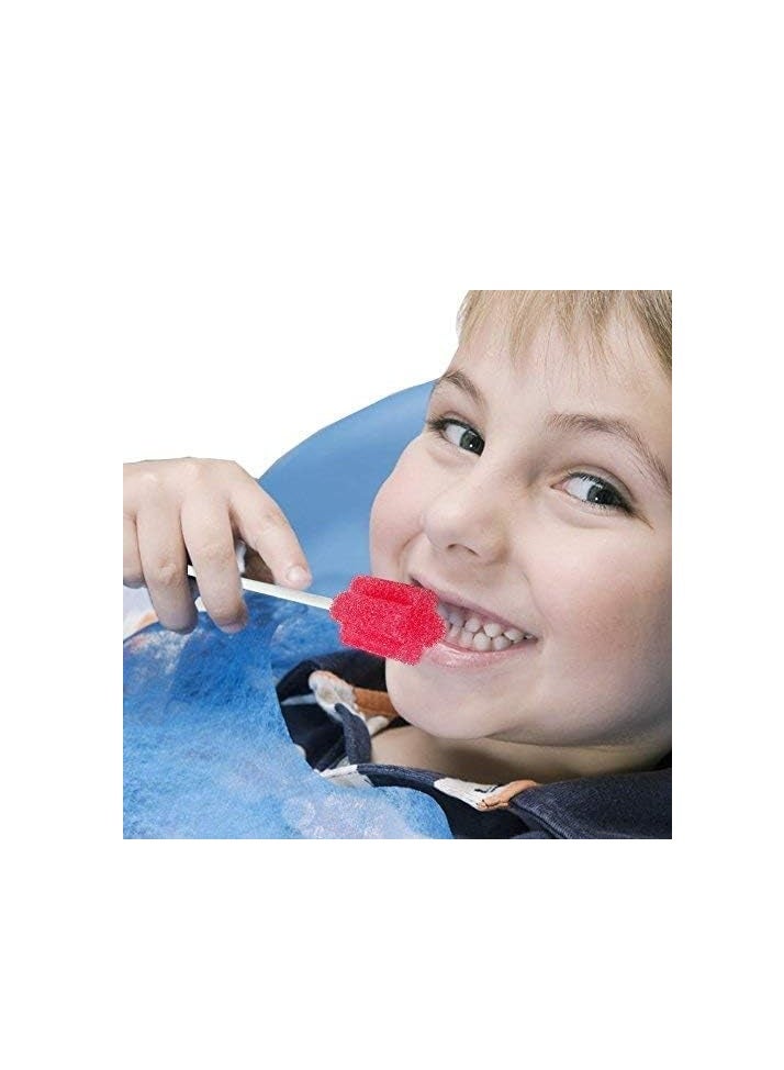 SYOSI Disposable Oral Foam Swab with Mint Flavored, Unflavored & Sterile Oral Swabs Dental Swabsticks for Mouth Cleaning, Individually Wrapped, Red, Box of 50 Counts - Image 3