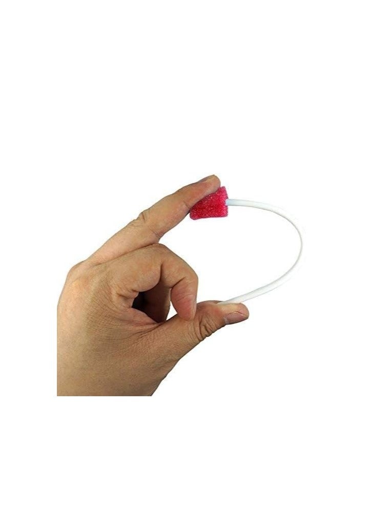 SYOSI Disposable Oral Foam Swab with Mint Flavored, Unflavored & Sterile Oral Swabs Dental Swabsticks for Mouth Cleaning, Individually Wrapped, Red, Box of 50 Counts - Image 2