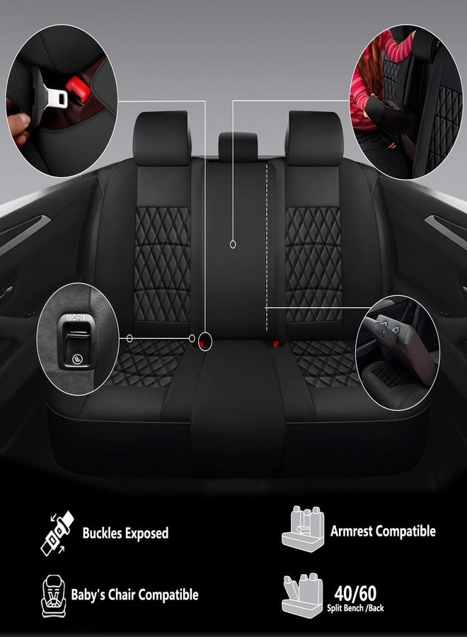 NS YOLO Leather Car Seat Covers,Universal Fit for Most Cars,SUVs and Sedans,Waterproof Luxury Leatherette Cushions, 5 Seats Protectors (Black, Full Set-5 Seats(Front and Rear)) - Image 5