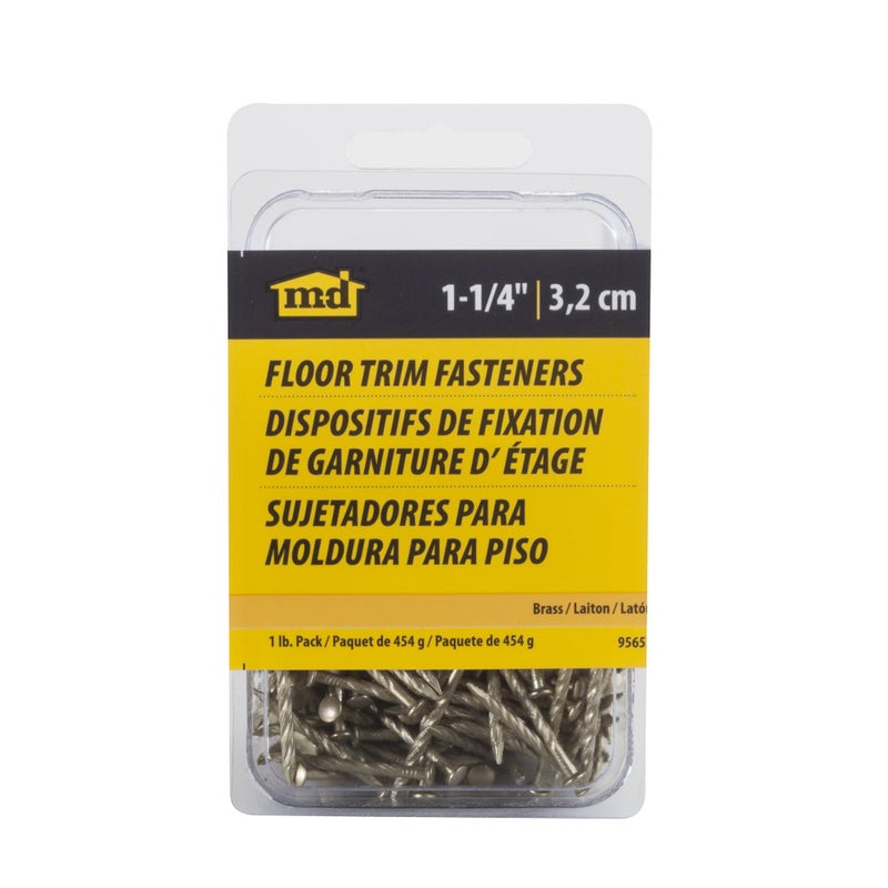 M-D Building Products 95653 1-1/4 in. Satin Brass Floor Metal Screw Nails (1Lb) (10 Packs) - Image 3