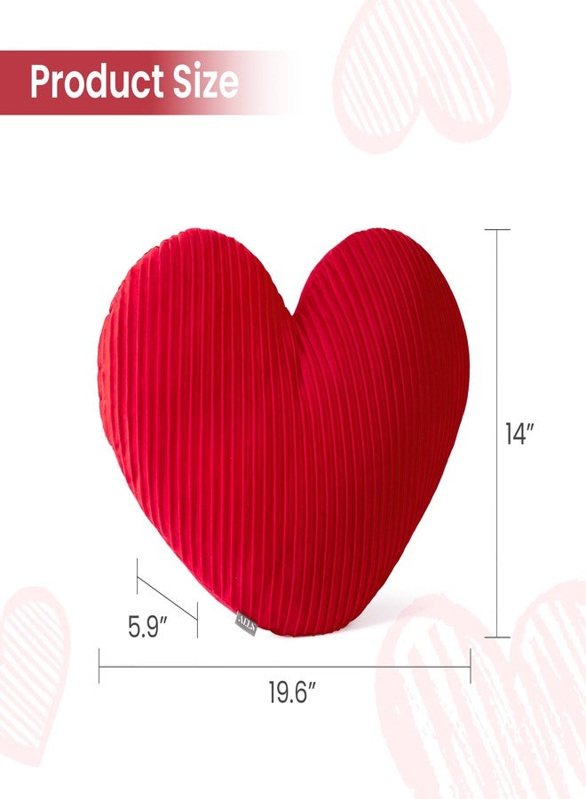 AELS وسادة على شكل قلب من AELS، مقاس 20 بوصة، وسادة مخملية مطوية على شكل قلب، وسادة زينة لعيد الحب، وحفلات الزفاف، وغرفة المعيشة، وغرفة النوم، وديكور غرفة الأطفال، لون أحمر - Image 3