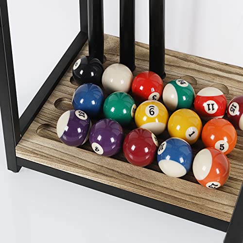 smusei Pool Stick Holder Pool Cue Holder Pool Cue Stick Rack Wood Billiard Stick Holder for Billiard Room Game Room Club Pool Table Accessories Holds 6 Cues, Floor Stand, Light Brown - Image 4