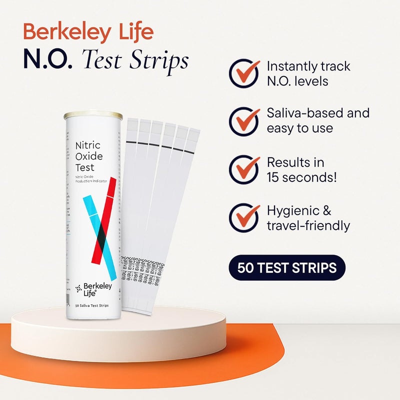 Berkeley Life Berkely Life Nitric Oxide Text Strips  AtHome NonInvasive Saliva Testing Kit to Assess Nitric Oxide Levels for Men  Women  50 Individually Sealed Indicator Strips - Image 2