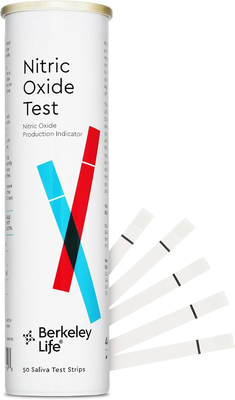 Berkeley Life Berkely Life Nitric Oxide Text Strips  AtHome NonInvasive Saliva Testing Kit to Assess Nitric Oxide Levels for Men  Women  50 Individually Sealed Indicator Strips - Image 1
