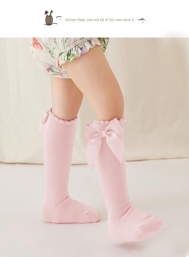 Marchare Baby Girls Knee High Socks Baby Girls Bow Stockings Cotton Uniform Stockings Dress Socks - Image 5