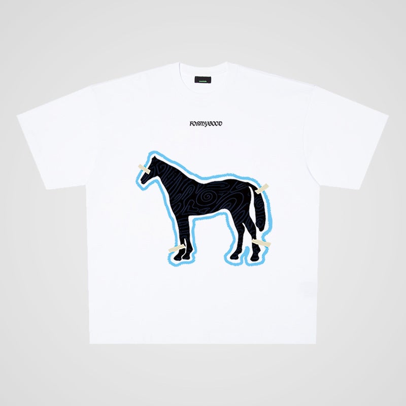 250G Heavy Cotton Cartoon Animation Street Casual Oversize Large Board Short Sleeve T-Shirt Men And Women Couples Tide - Image 1