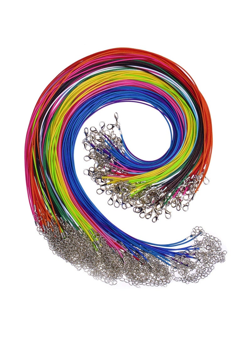 SUNSAR 50Pcs Waxed Necklace Cord Necklace Rope String with Clasp for DIY Bracelet Pendant Jewelry Making Multicolor - Image 1