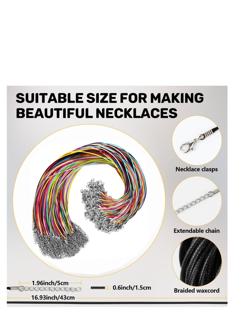 SUNSAR 50Pcs Waxed Necklace Cord Necklace Rope String with Clasp for DIY Bracelet Pendant Jewelry Making Multicolor - Image 2