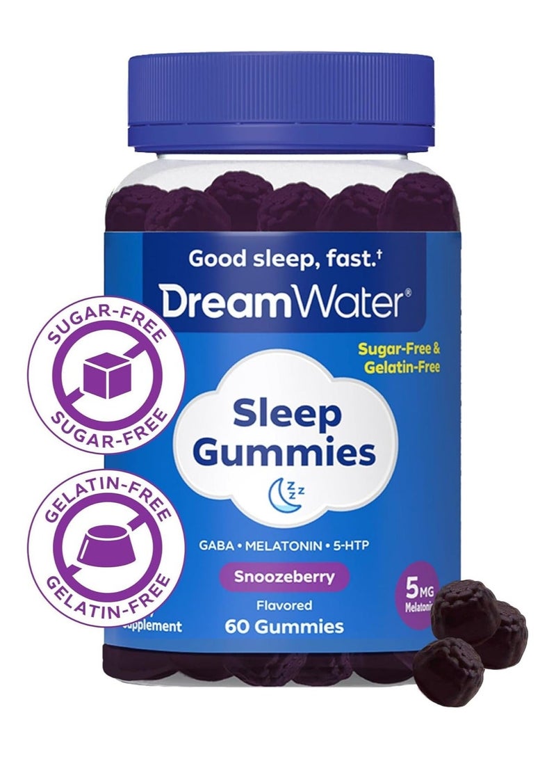 Dream Water Sleep Gummies With 5mg Melatonin, GABA & 5-HTP – Sugar-Free Sleep Support Gummies, Snoozeberry Flavor (60 Gummies) - Image 2
