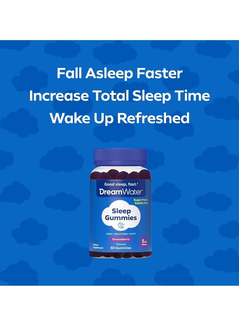 Dream Water Sleep Gummies With 5mg Melatonin, GABA & 5-HTP – Sugar-Free Sleep Support Gummies, Snoozeberry Flavor (60 Gummies) - Image 5