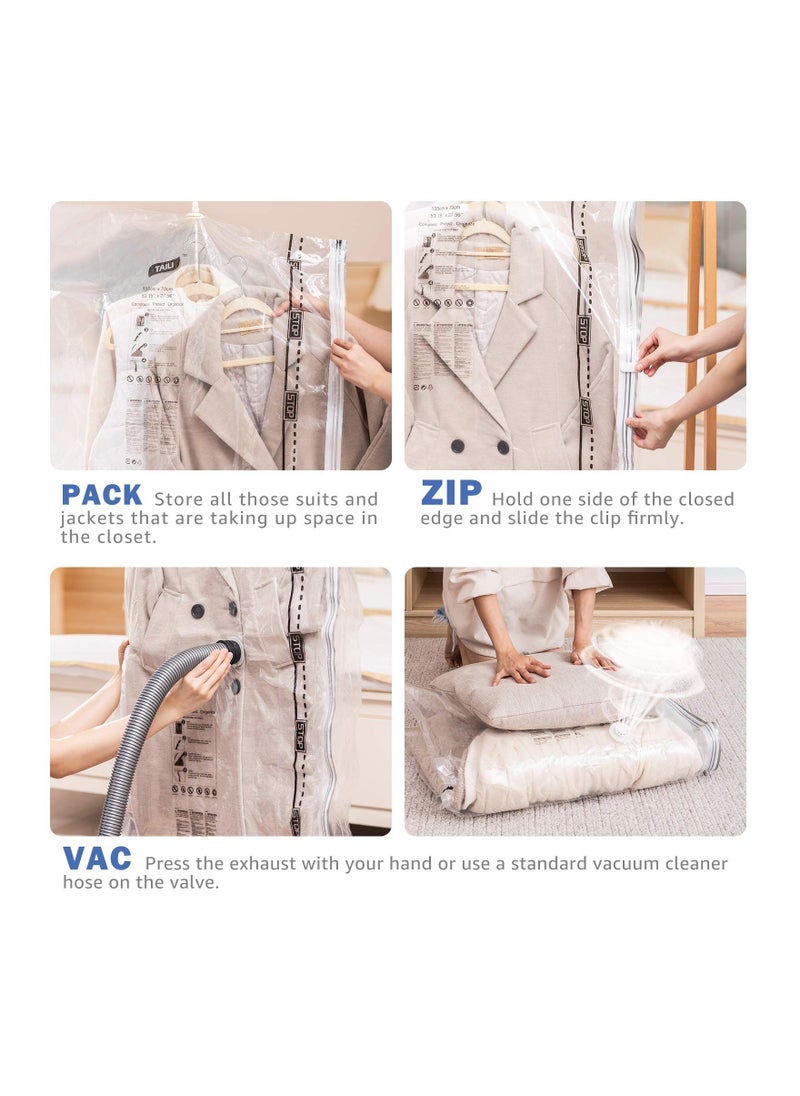 SYOSI - 4 Pack Hanging Vacuum Storage Bags Space Saver Bags for Clothes, Long 70x120 cm, Vacuum Seal Storage Bag Clothing Bags for Suits, Dress Coats or Jackets, Closet Organizer and Storage - Image 1