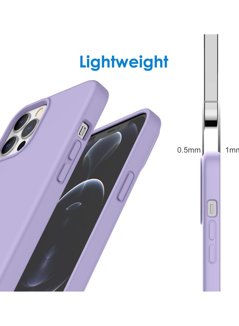 أكاليكس جراب سيليكون متوافق مع iPhone 12 Pro Max، سيليكون سائل رفيع، طبقات من المطاط الهلامي الناعم المقاوم للصدمات، جراب حماية للهاتف مع بطانة من مادة TPU (أرجواني فاتح) - Image 4