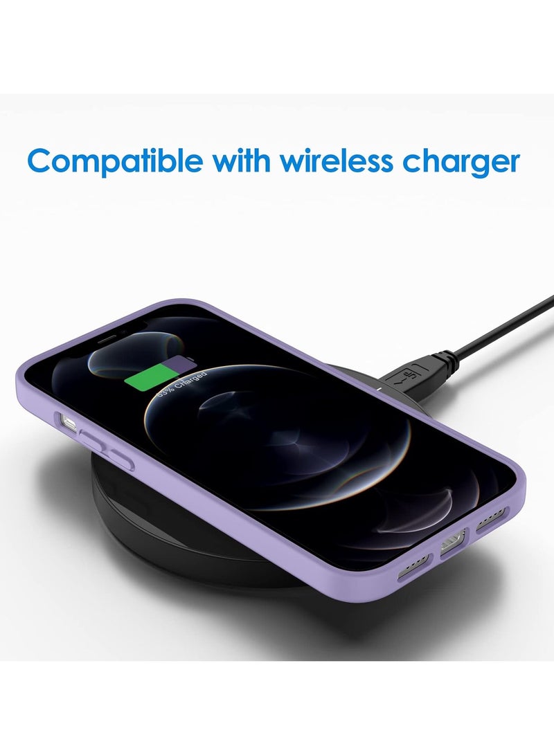 أكاليكس جراب سيليكون متوافق مع iPhone 12 Pro Max، سيليكون سائل رفيع، طبقات من المطاط الهلامي الناعم المقاوم للصدمات، جراب حماية للهاتف مع بطانة من مادة TPU (أرجواني فاتح) - Image 5