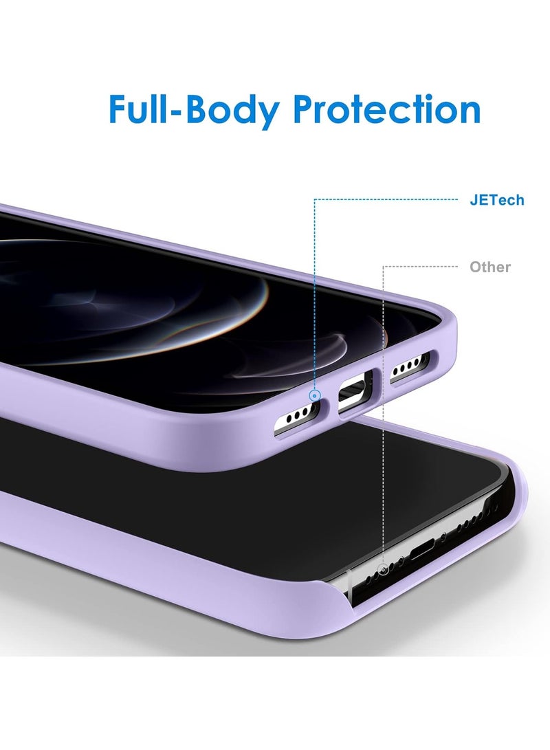أكاليكس جراب سيليكون متوافق مع iPhone 12 Pro Max، سيليكون سائل رفيع، طبقات من المطاط الهلامي الناعم المقاوم للصدمات، جراب حماية للهاتف مع بطانة من مادة TPU (أرجواني فاتح) - Image 3