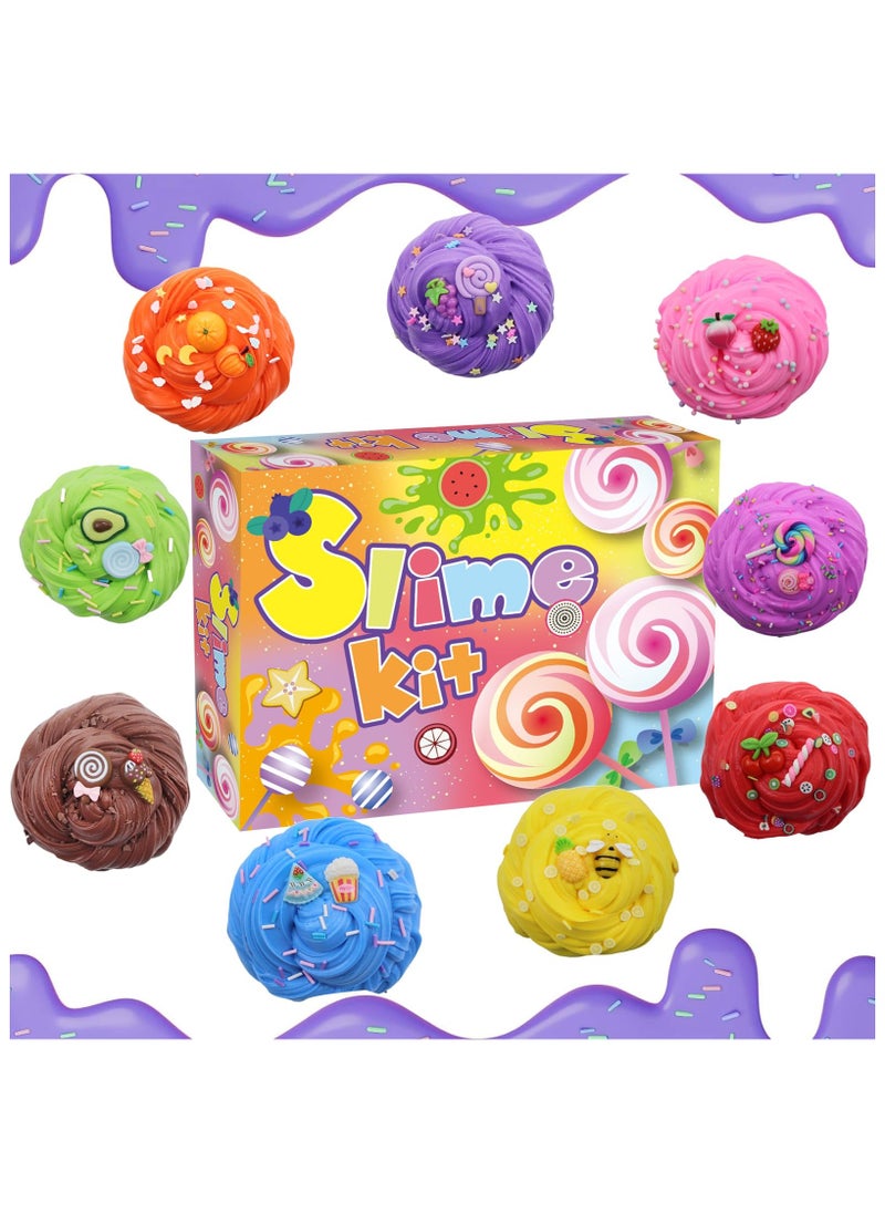 Mr. Penda 10 PCS Puffy Butter Slime Set, Butter Slime Kit for Kids with Fruit Mold, Cloud Slime Kit for Girls Boys, Scented Soft and Non-sticky Clay Set for Birthday Party  - Image 5