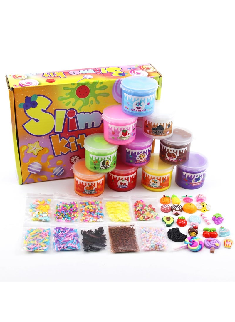 Mr. Penda 10 PCS Puffy Butter Slime Set, Butter Slime Kit for Kids with Fruit Mold, Cloud Slime Kit for Girls Boys, Scented Soft and Non-sticky Clay Set for Birthday Party  - Image 2