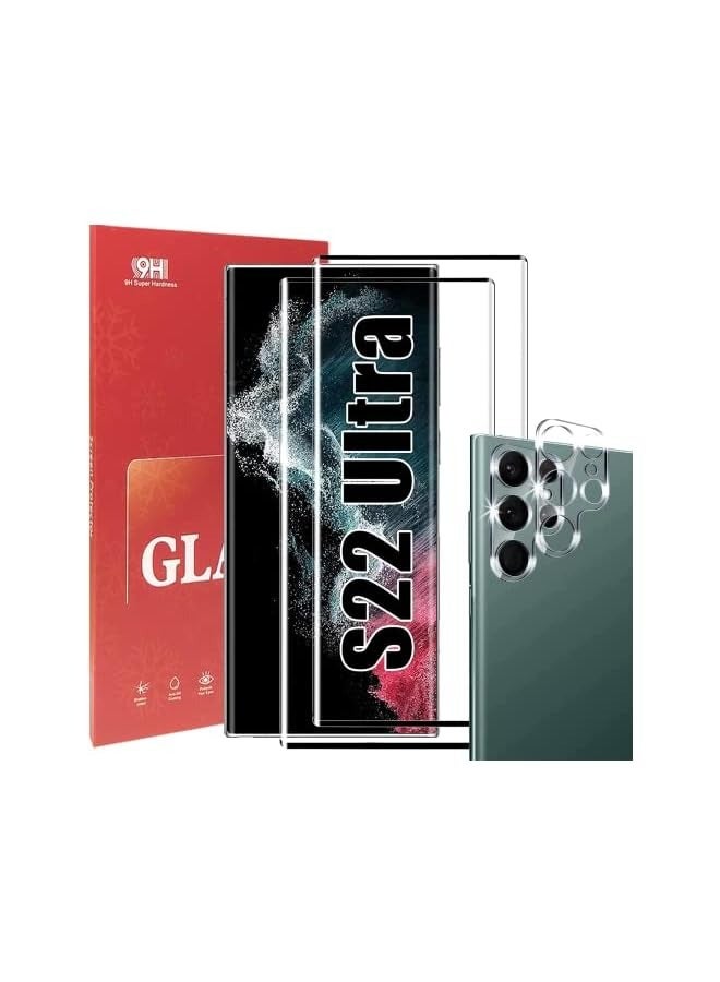 PROMASS Screen Protector for Galaxy S22 Ultra [2+2 Pack] S22 Ultra Tempered Glass Screen Protector with Lens Protector for Galaxy S22 Ultra, Clear. - Image 1