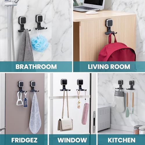 TAILI Suction Cup Razor Holder for Shower Wall 2 Pack, Versatile Suction Cup Hooks for Razor, Towel, Loofah, Squeegee, Cell Phone, Removable Damage-Free Hanging Shower Hook, Shaver Holder, Black - Image 4