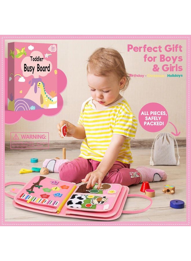 SparkleMe Toddler Sensory Busy Board: Travel Toy Activity Book for Girls Boys, Motor Skill Development Gift for Baby Aged 3-4 Years, Fine Educational Preschool Montessori Learning Toy for Car Airplane Unicorn - Image 2
