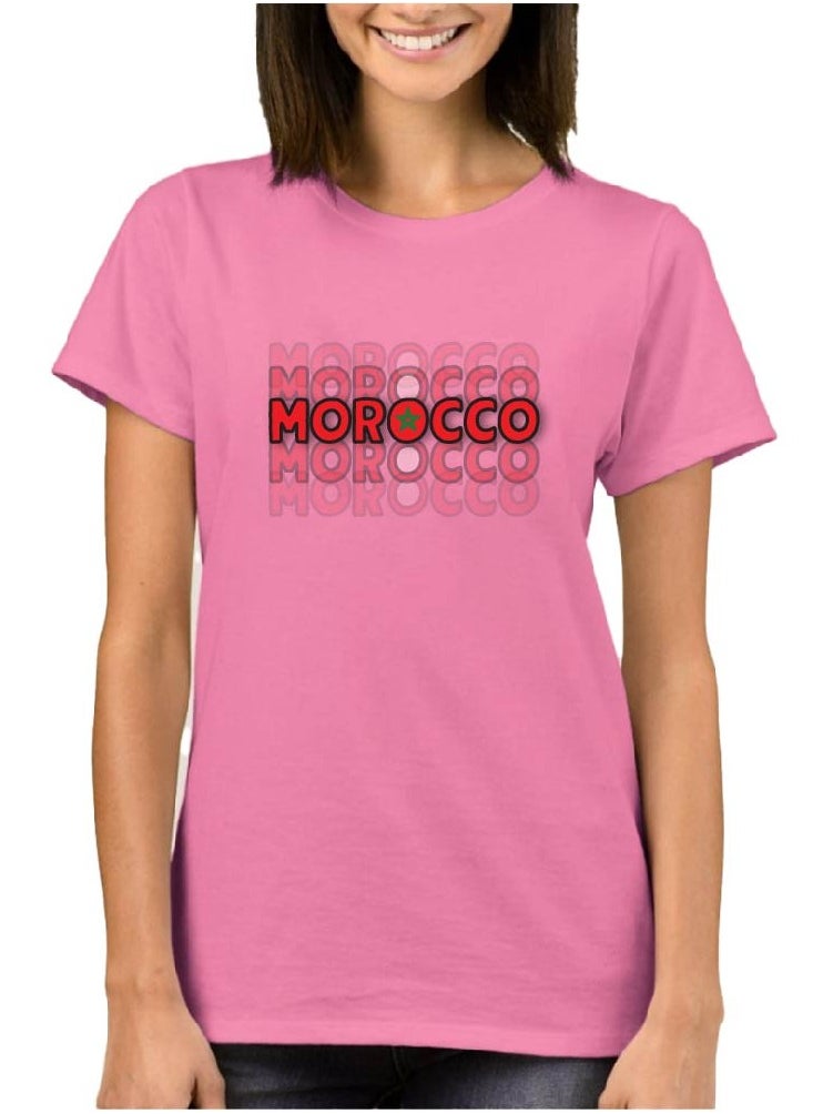 PRINTSHOP4ME - Morocco Adult Women's T-Shirt with Morocco Printed Design - Round Neck Short Sleeve Cotton T-Shirt - Celebrate Moroccan in Style - Image 1