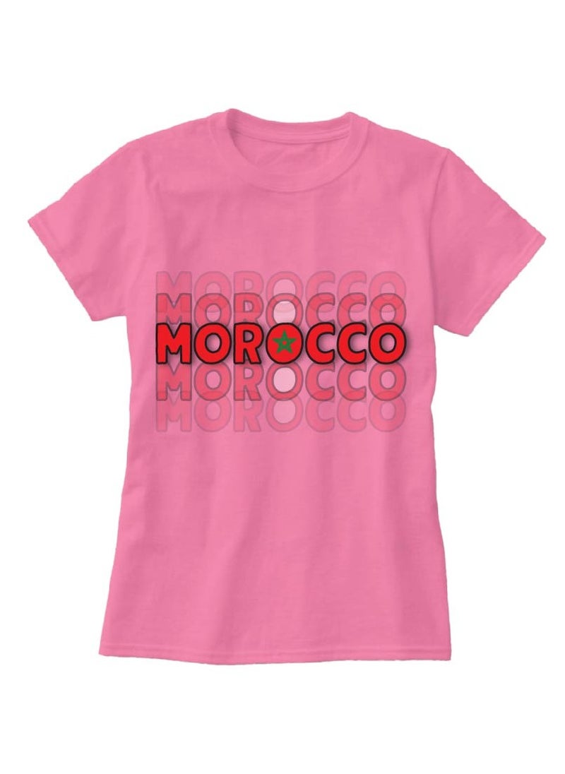 PRINTSHOP4ME - Morocco Adult Women's T-Shirt with Morocco Printed Design - Round Neck Short Sleeve Cotton T-Shirt - Celebrate Moroccan in Style - Image 1