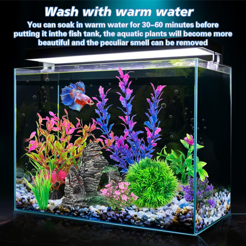 Ameliade Aquarium Artificial Plastic Plants Decorations and Rock Cave Decor Set Goldfish Betta Fish Tank Accessories Small Large Fish Bowl Ornaments - Image 3
