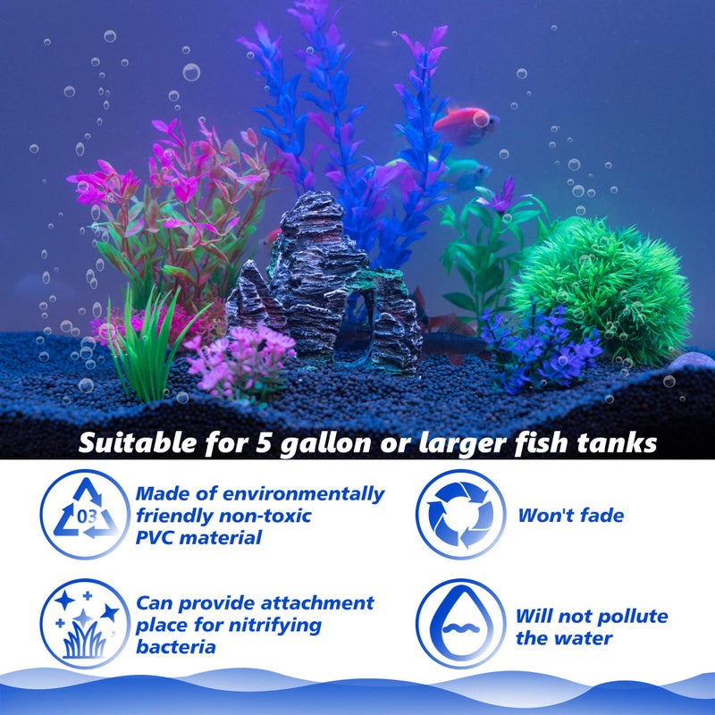 Ameliade Aquarium Artificial Plastic Plants Decorations and Rock Cave Decor Set Goldfish Betta Fish Tank Accessories Small Large Fish Bowl Ornaments - Image 4