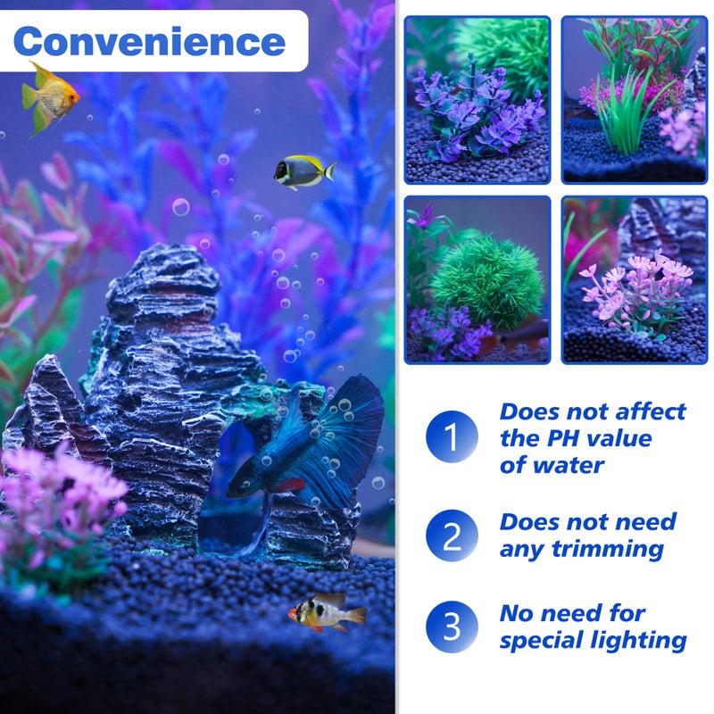Ameliade Aquarium Artificial Plastic Plants Decorations and Rock Cave Decor Set Goldfish Betta Fish Tank Accessories Small Large Fish Bowl Ornaments - Image 5