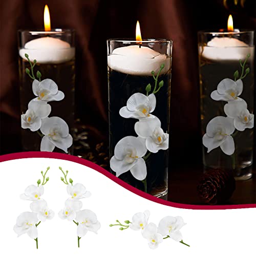 LARDUX 12 Pieces Artificial Flowers for Floating Candles Wedding Centerpiece Mini Orchid Flower Filler Vase Fillers for Wedding Dinning Table Party Home Bar Restaurant Decoration-Cream - Image 4